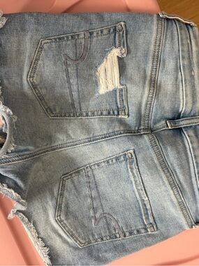 American Eagle Outfitters Light Blue Distressed Denim Shorts